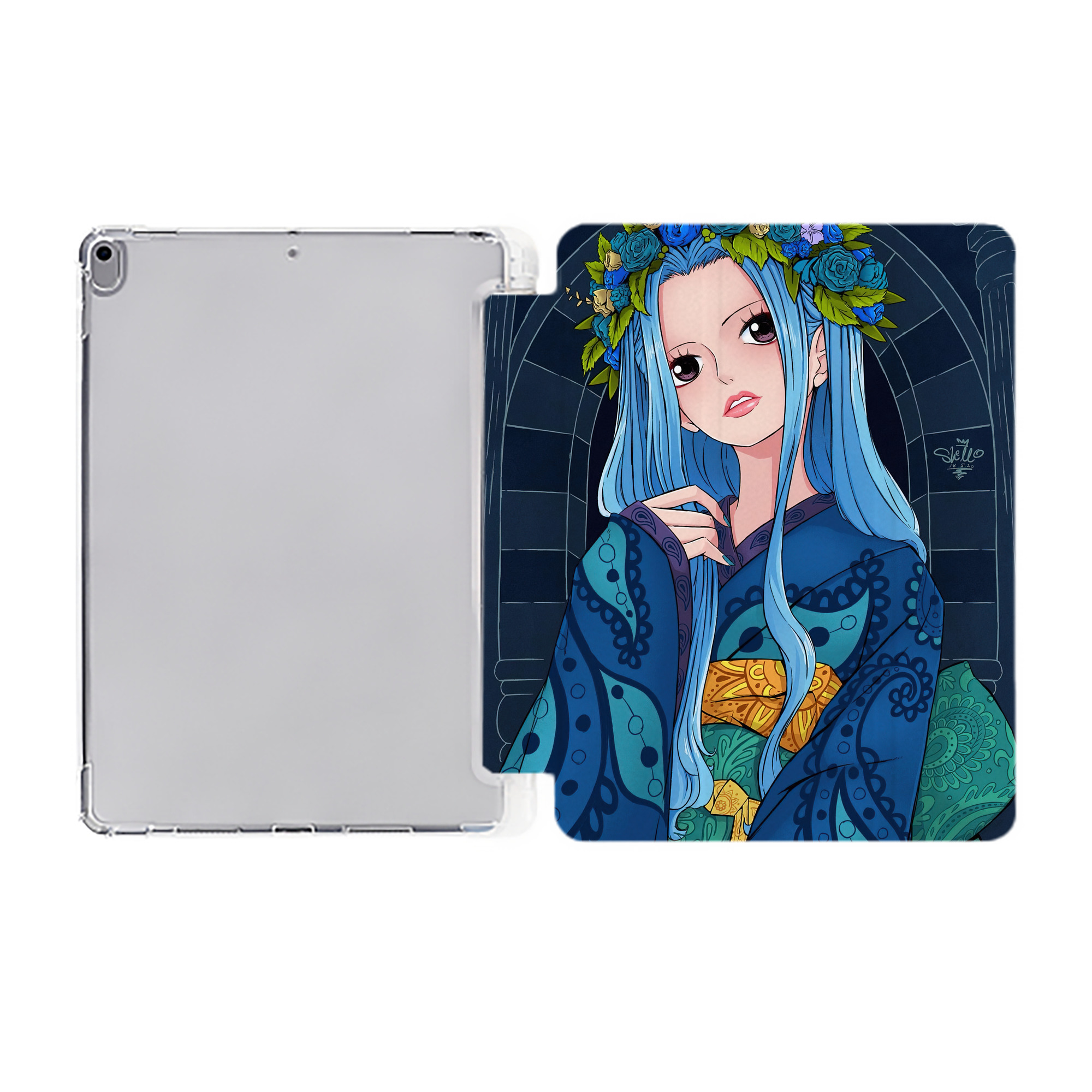 （画像用） ワンピース ONE PIECE IPad ケース ペン収納付き 三つ折りスタンド PUレザー×シリコン 対応機種9.5/10.5/10.9インチ